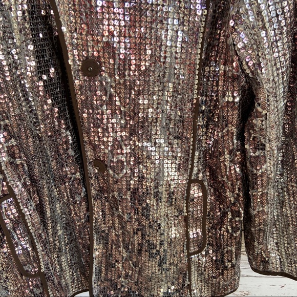 Chico’s Shiny Sparkling Silver Sequin Blazer Coat - Picture 5 of 8